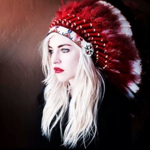 Christina Fallin wearing tradition headdress